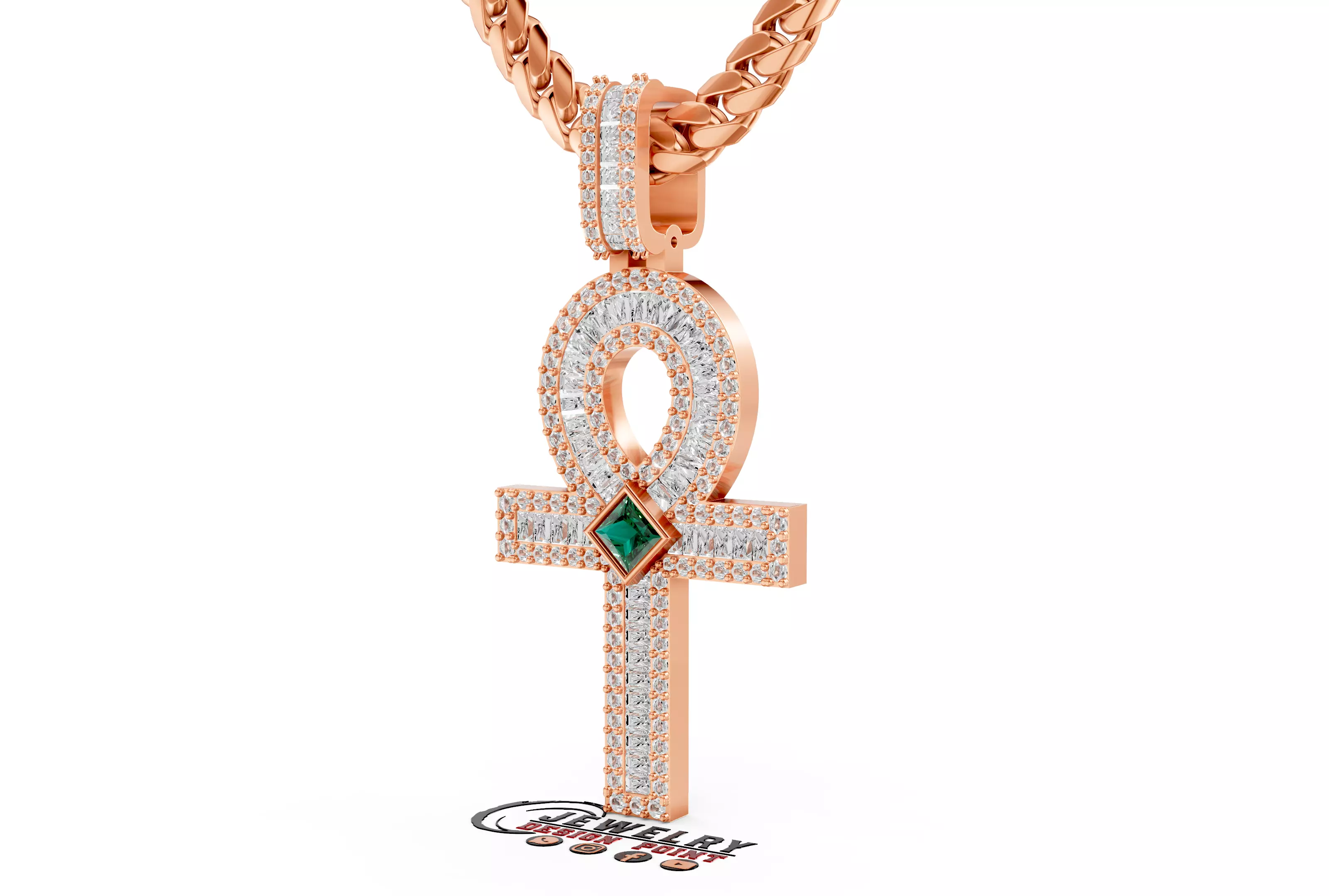 Custom Ankh Cross Pendant - Ankh Diamond Necklace 3D print model_0