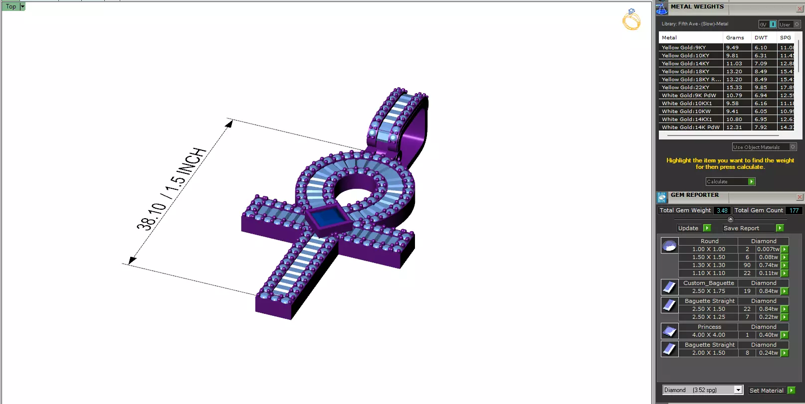 Custom Ankh Cross Pendant - Ankh Diamond Necklace 3D print model_6