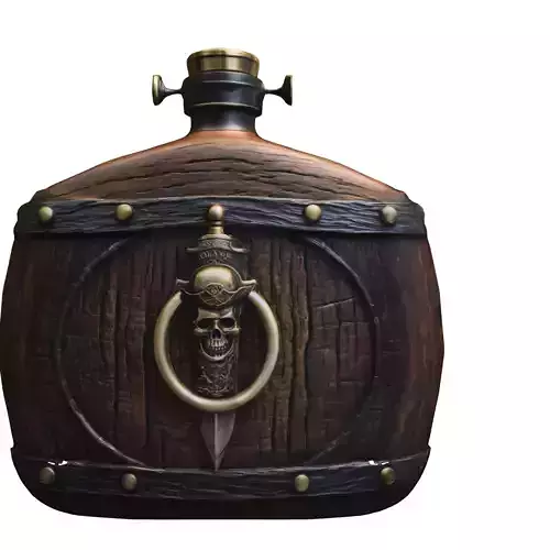 Ornate Pirate Flask with Skull Dagger Emblem Low-poly 3D model