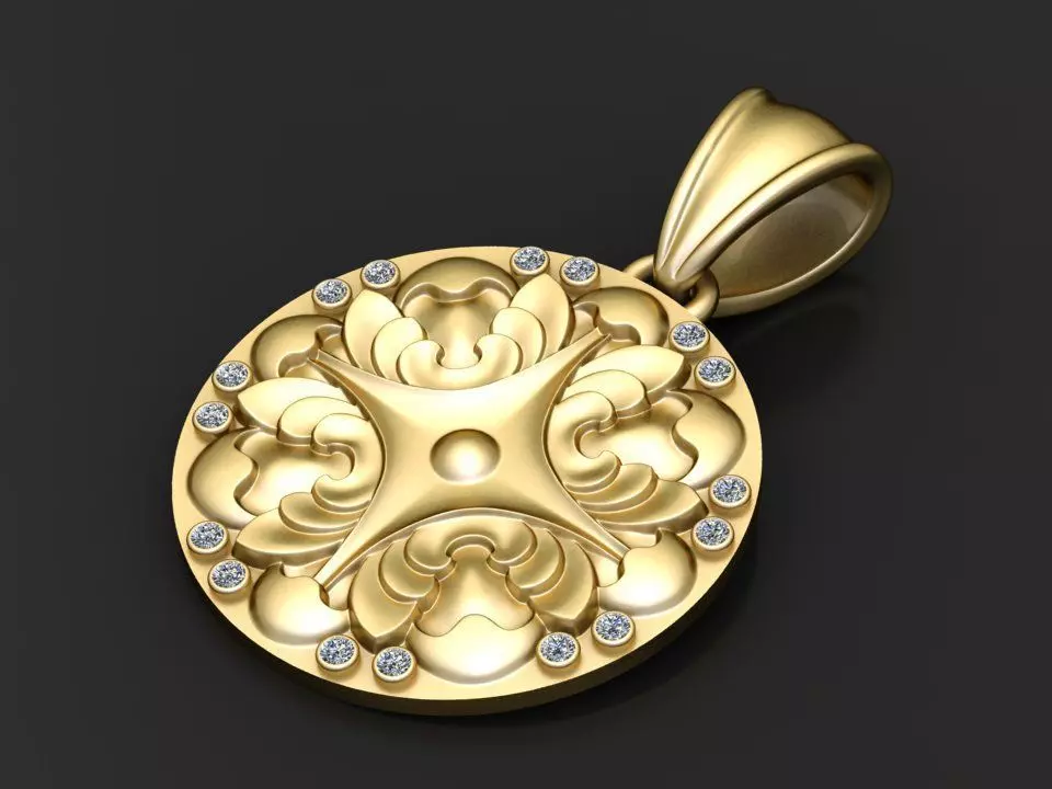 custom gold pendant 3D printable model  3D print model_1