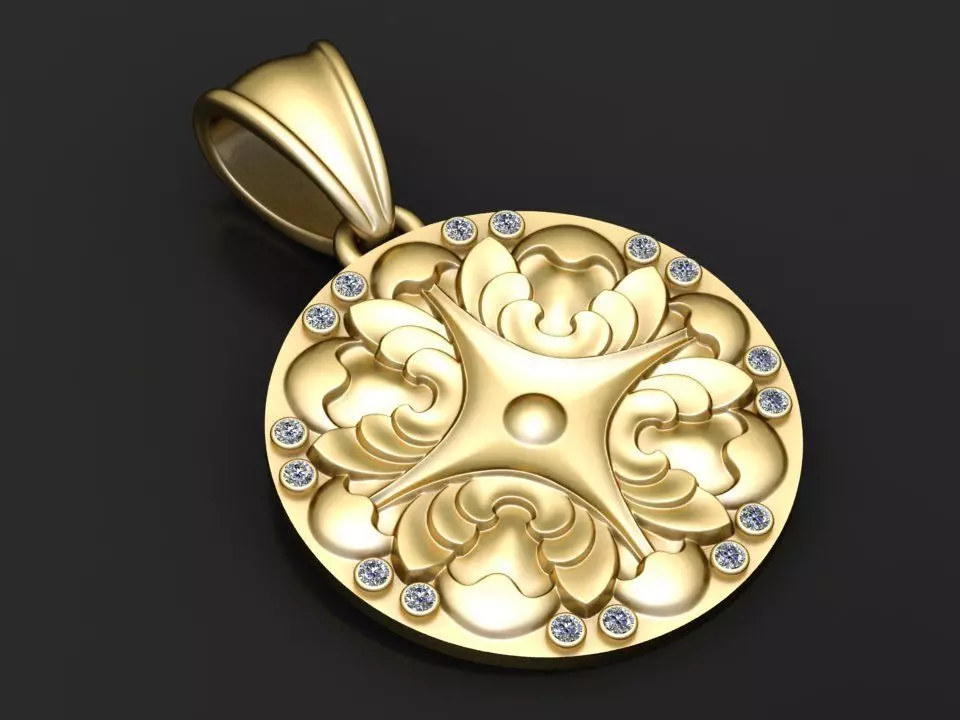 custom gold pendant 3D printable model  3D print model_0