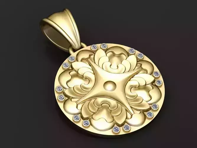 custom gold pendant 3D printable model 