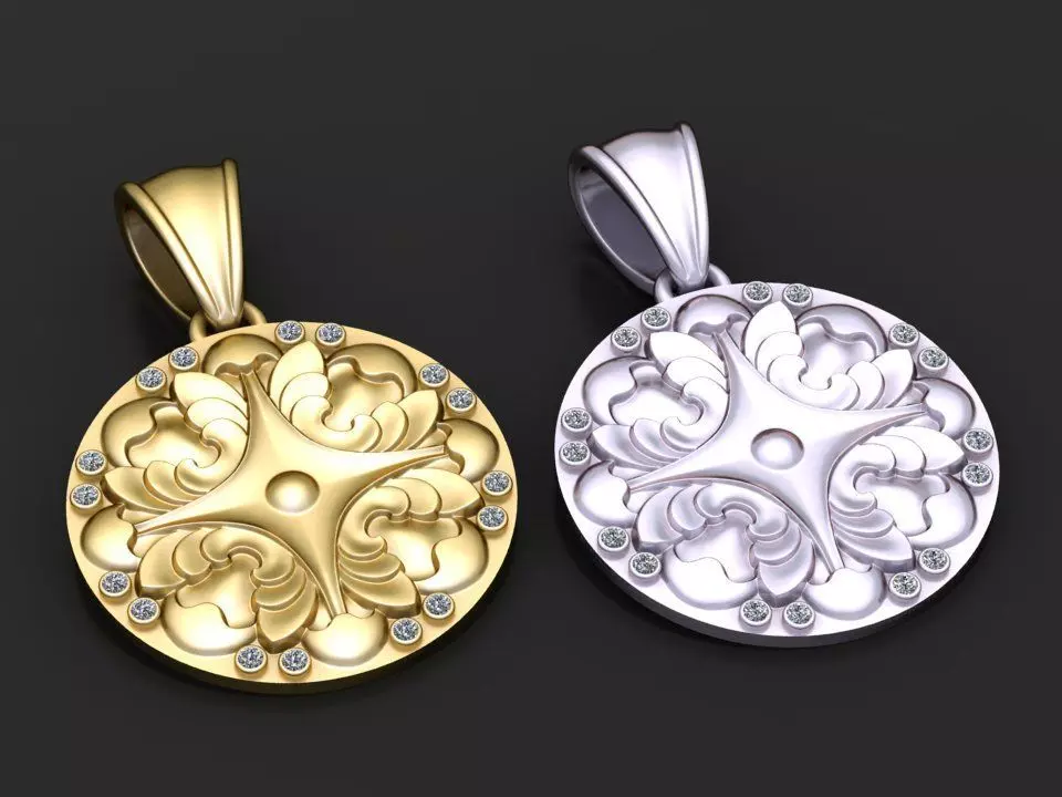 custom gold pendant 3D printable model  3D print model_2