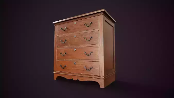Vintage Chest of Drawers Low-poly 3D model