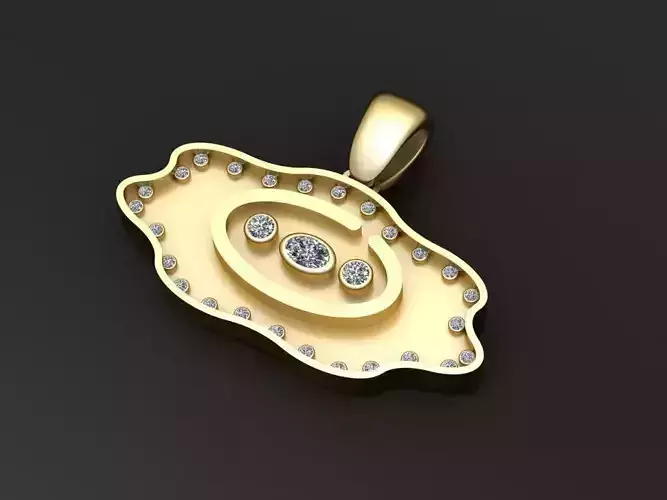 modern gold pendant 3D printable model 