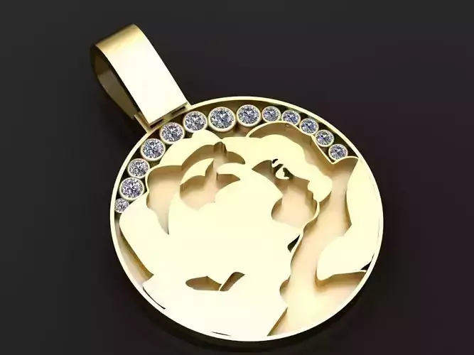 gold couple pendant 3D printable model 