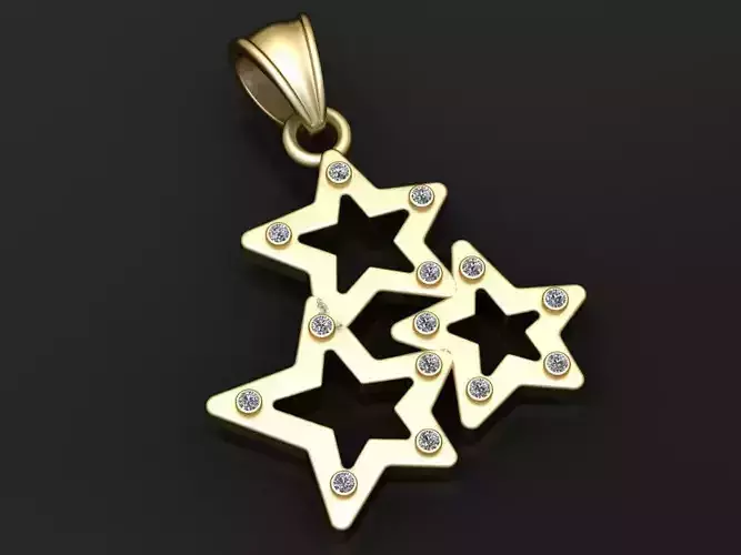 gold star pendant 3D printable model 