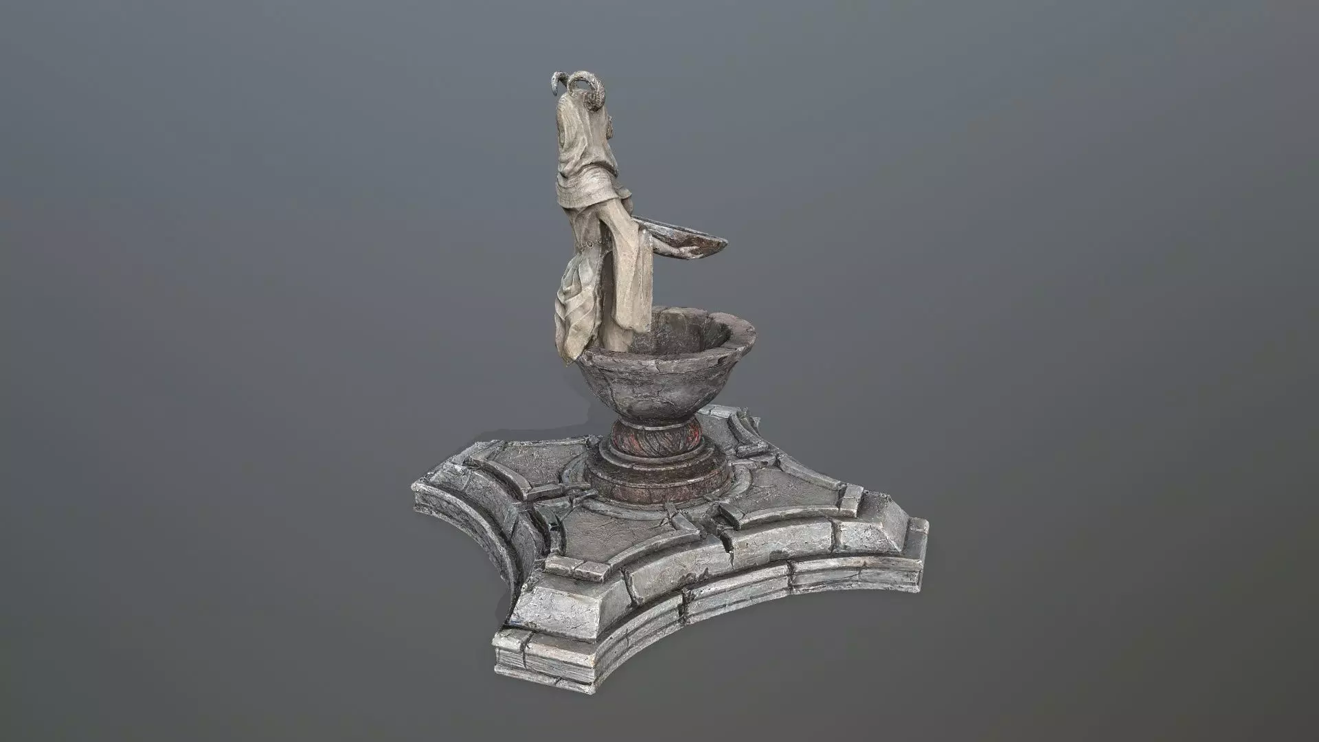 angel fountain  Low-poly 3D model_4