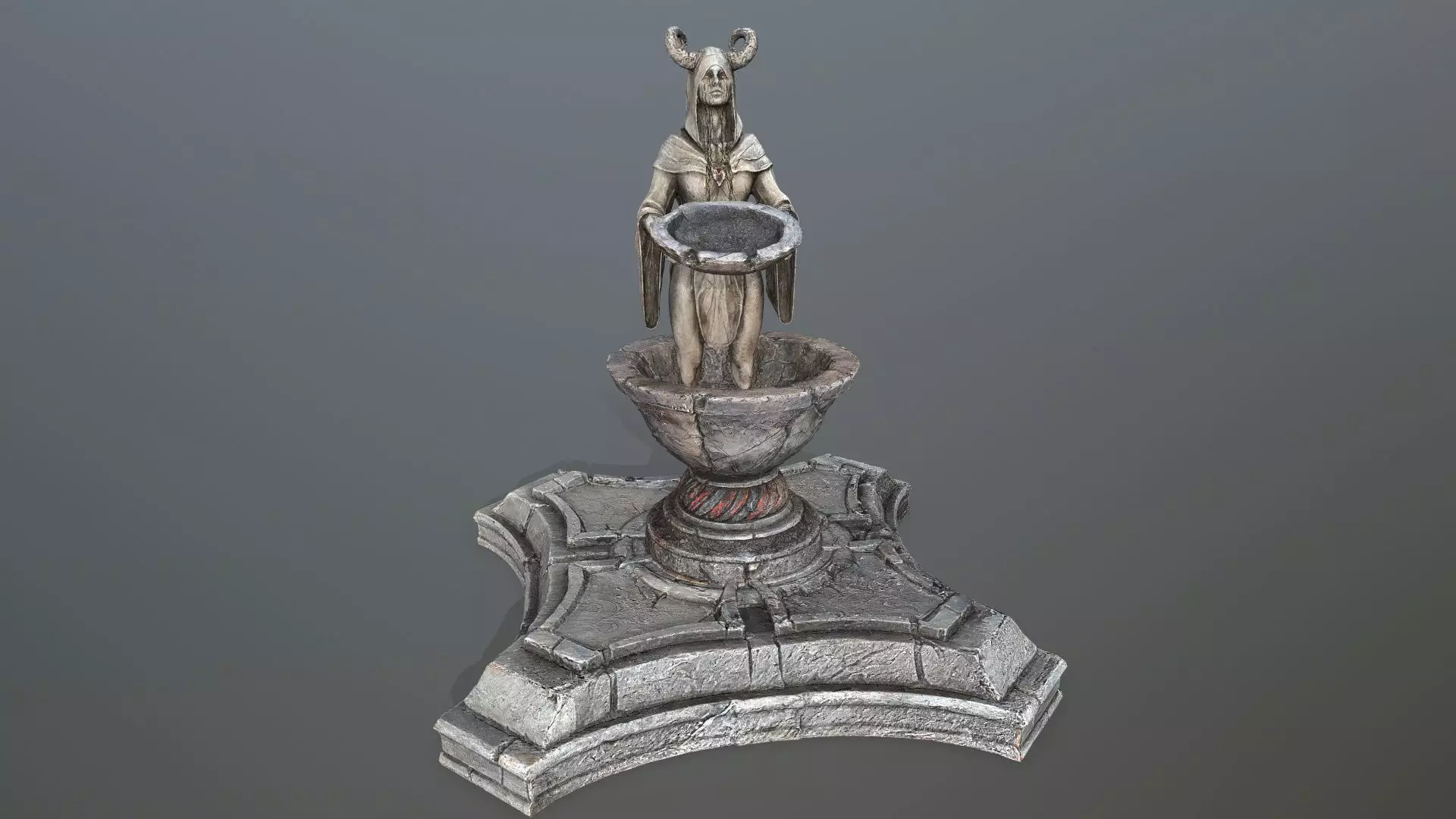 angel fountain  Low-poly 3D model_0