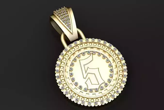 gold monogram pendant 3D printable model 3D print model