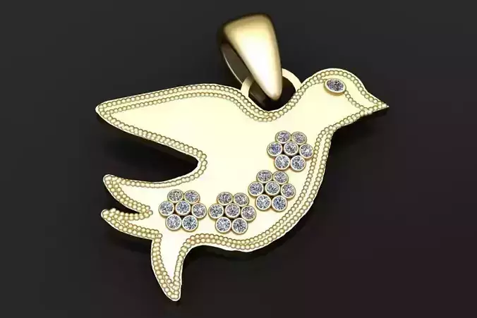 gold bird pendant 3D printable model