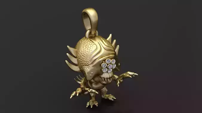 gold creature pendant 3D printable model 