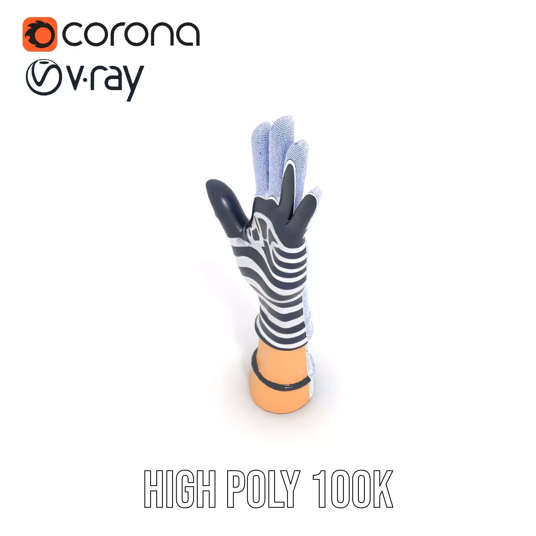 Striped Nautical Glove Model Pack Low-poly 3D model_25
