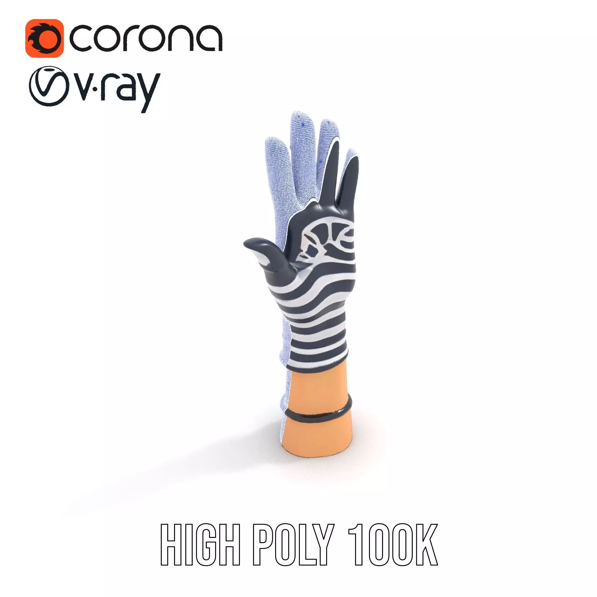 Striped Nautical Glove Model Pack Low-poly 3D model_28