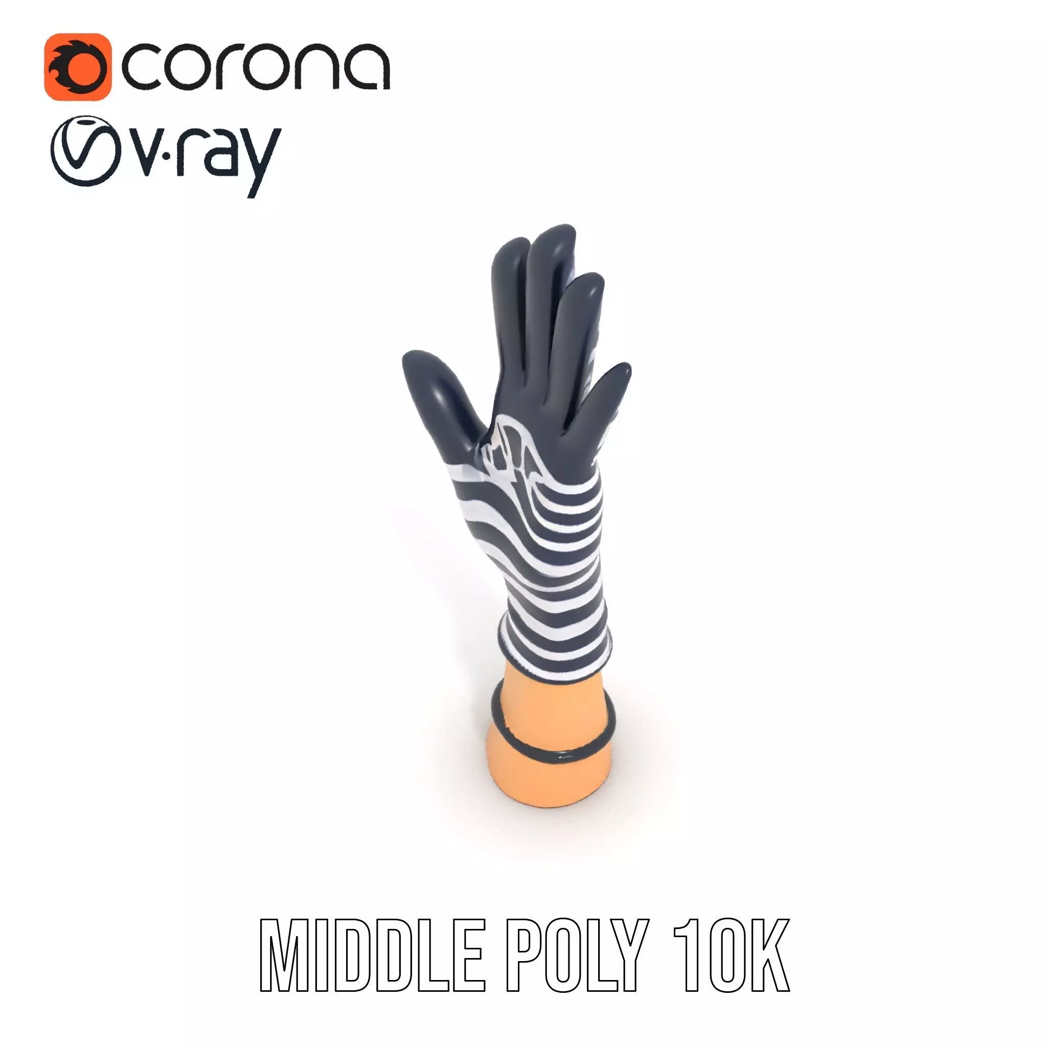 Striped Nautical Glove Model Pack Low-poly 3D model_5