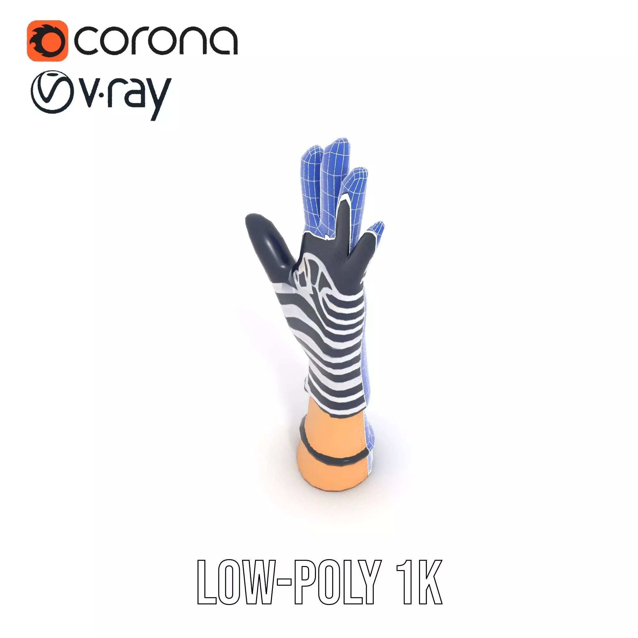 Striped Nautical Glove Model Pack Low-poly 3D model_19