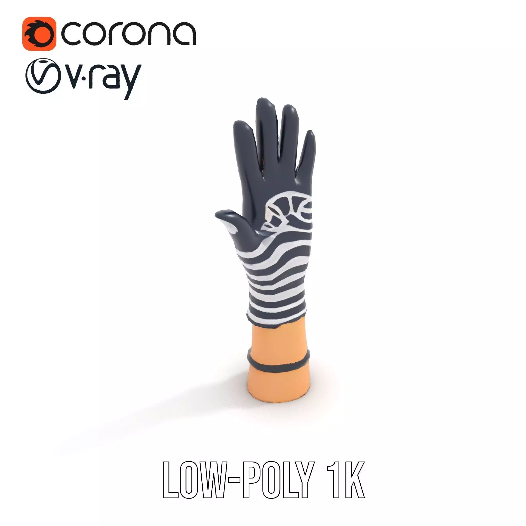 Striped Nautical Glove Model Pack Low-poly 3D model_10