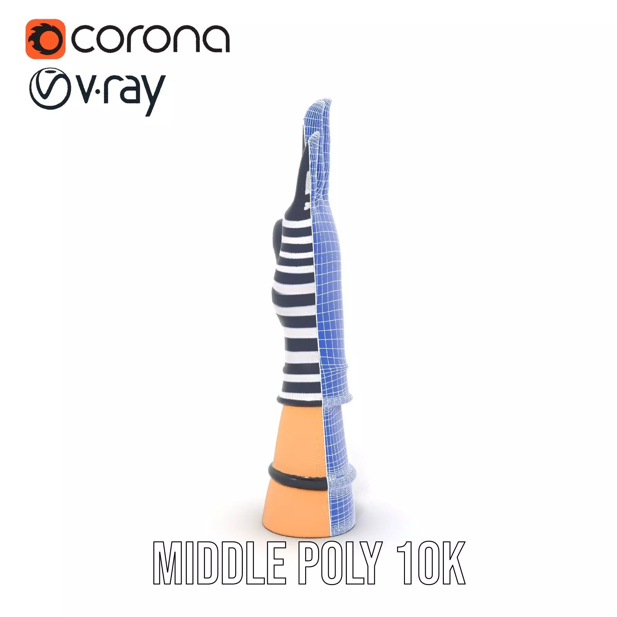 Striped Nautical Glove Model Pack Low-poly 3D model_21