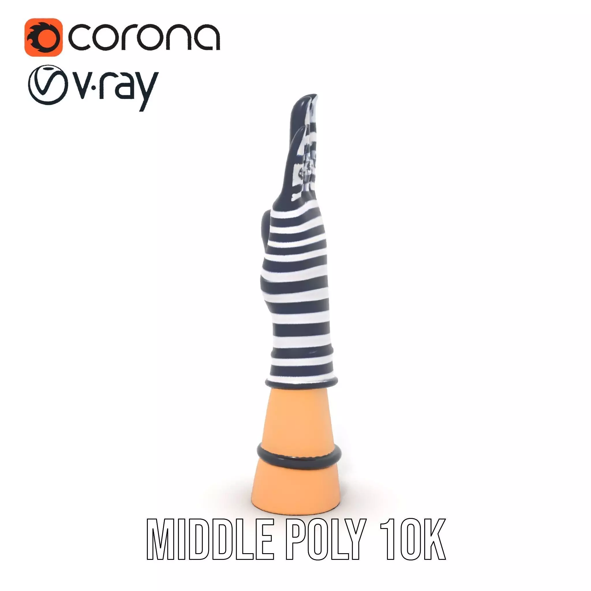 Striped Nautical Glove Model Pack Low-poly 3D model_15