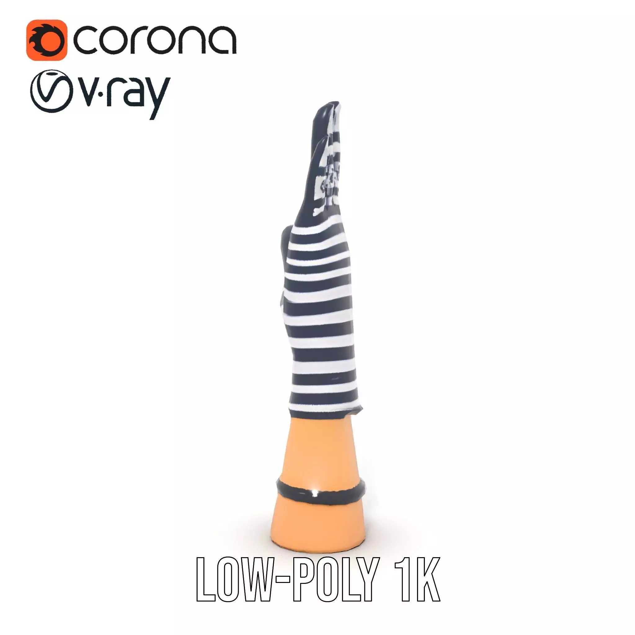 Striped Nautical Glove Model Pack Low-poly 3D model_8