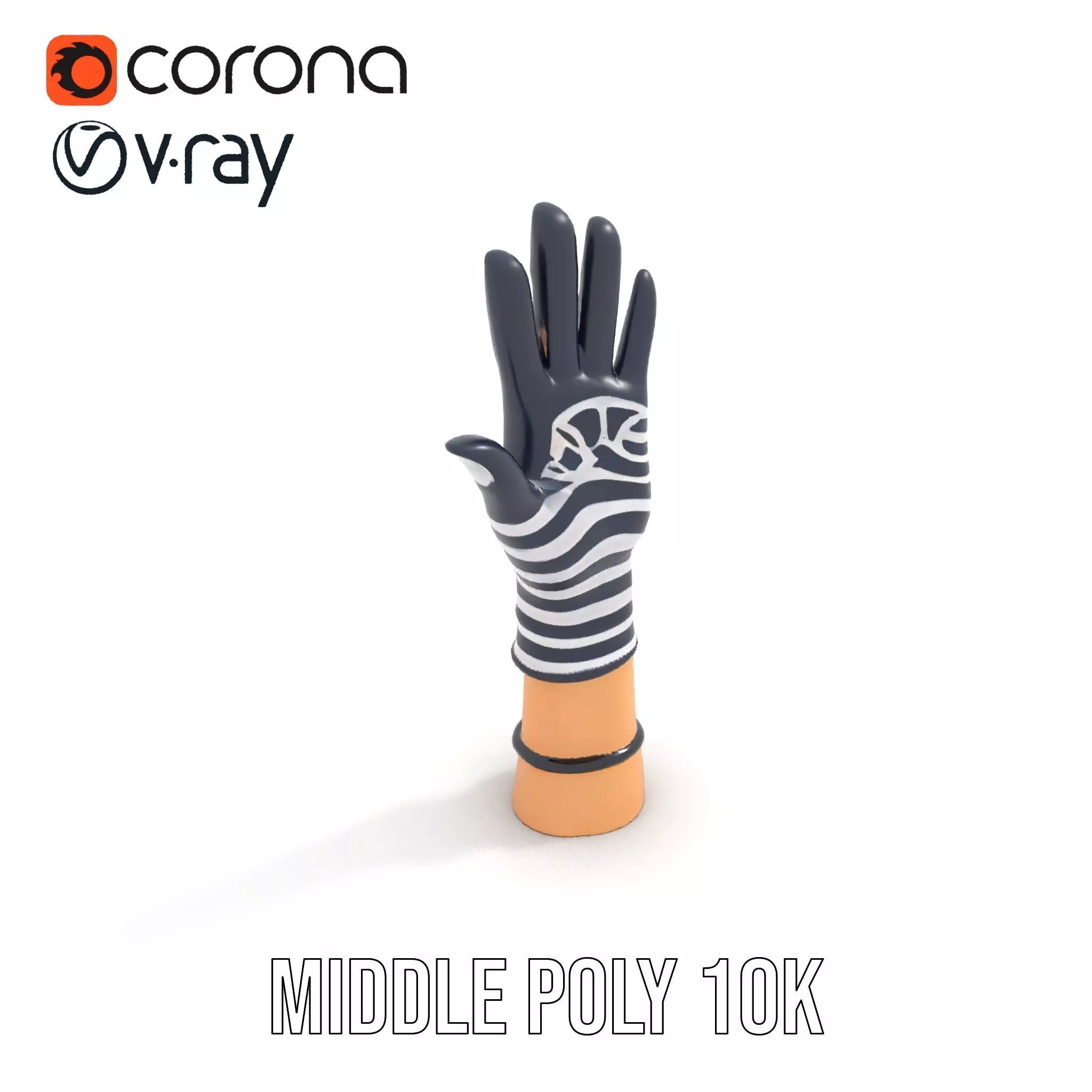 Striped Nautical Glove Model Pack Low-poly 3D model_12