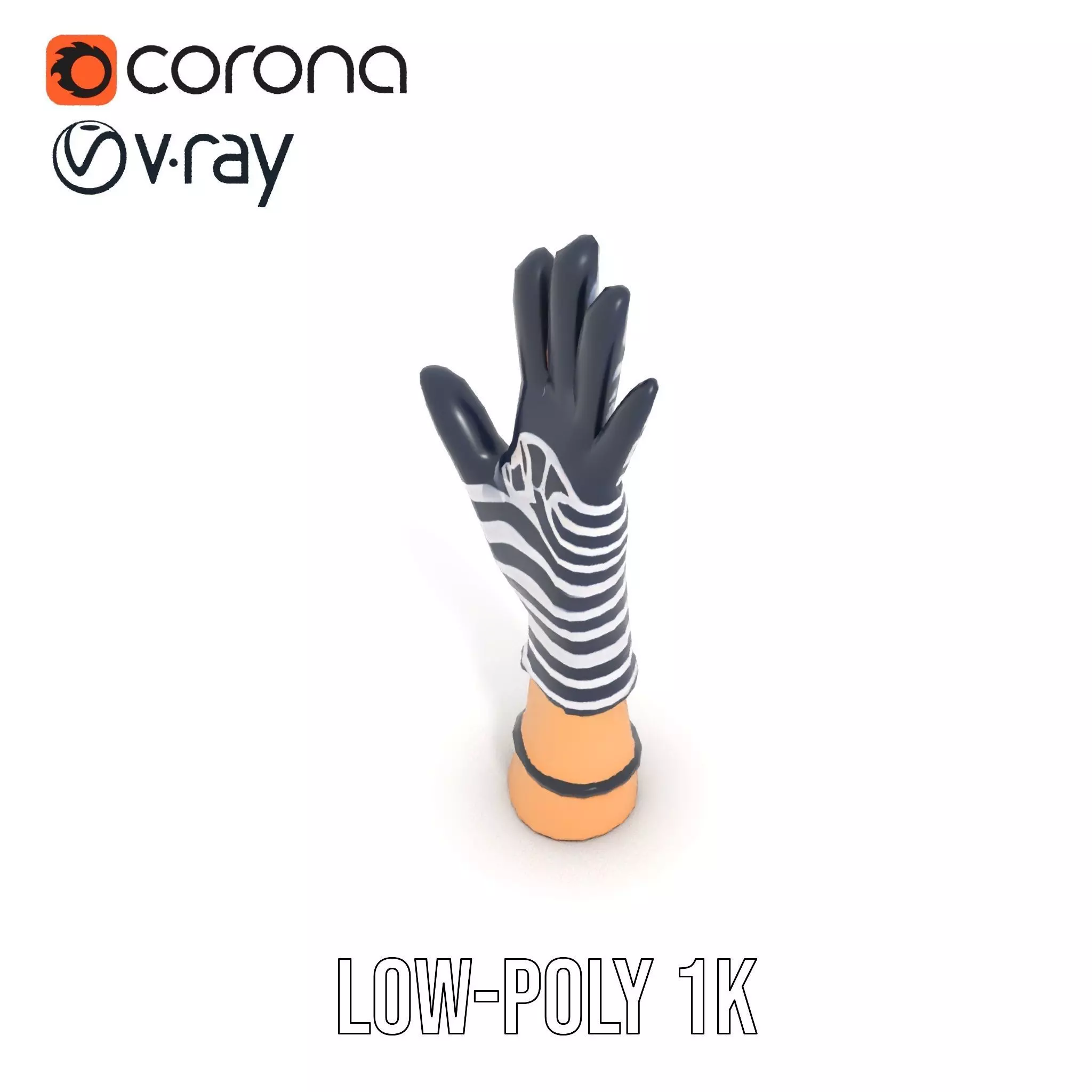 Striped Nautical Glove Model Pack Low-poly 3D model_13