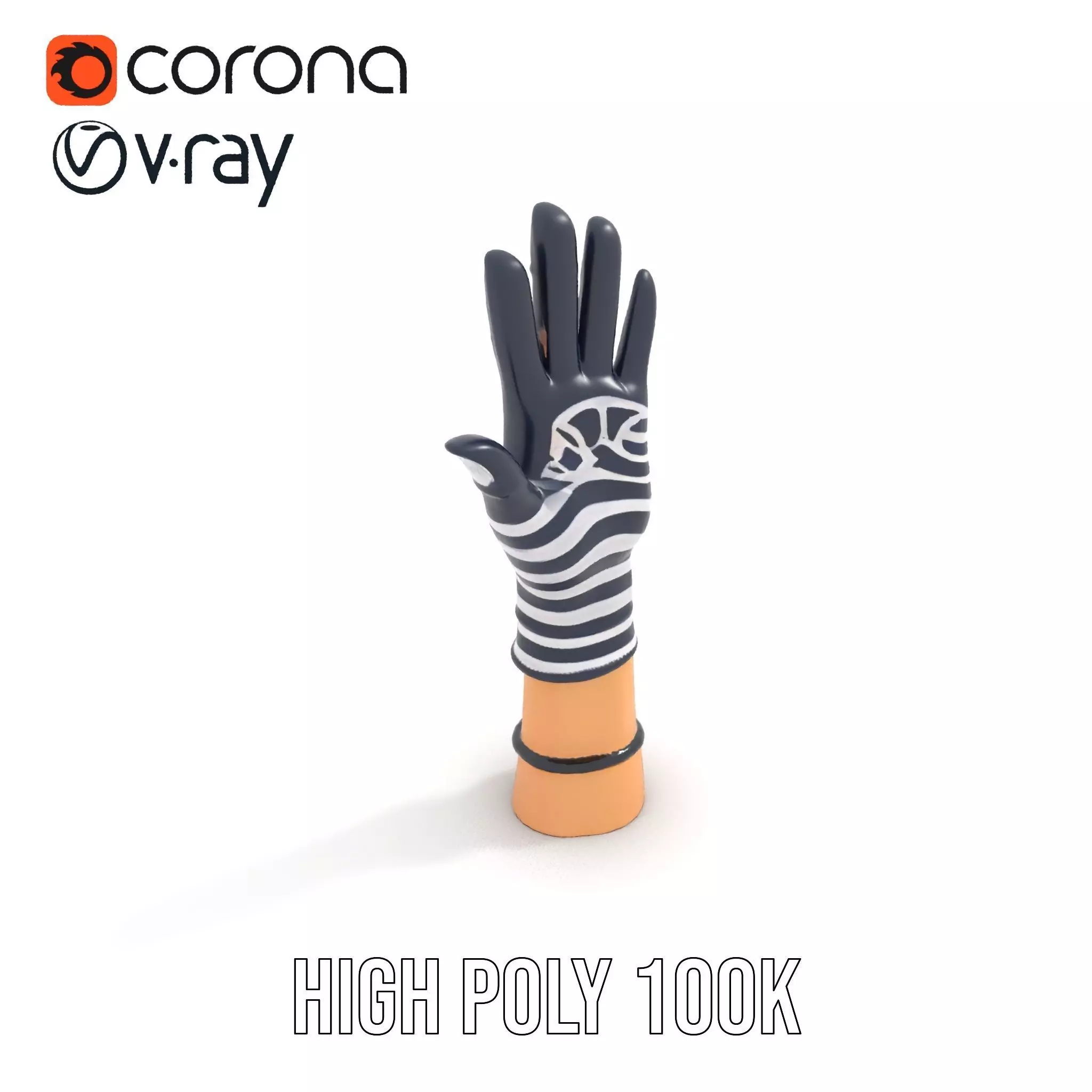 Striped Nautical Glove Model Pack Low-poly 3D model_14