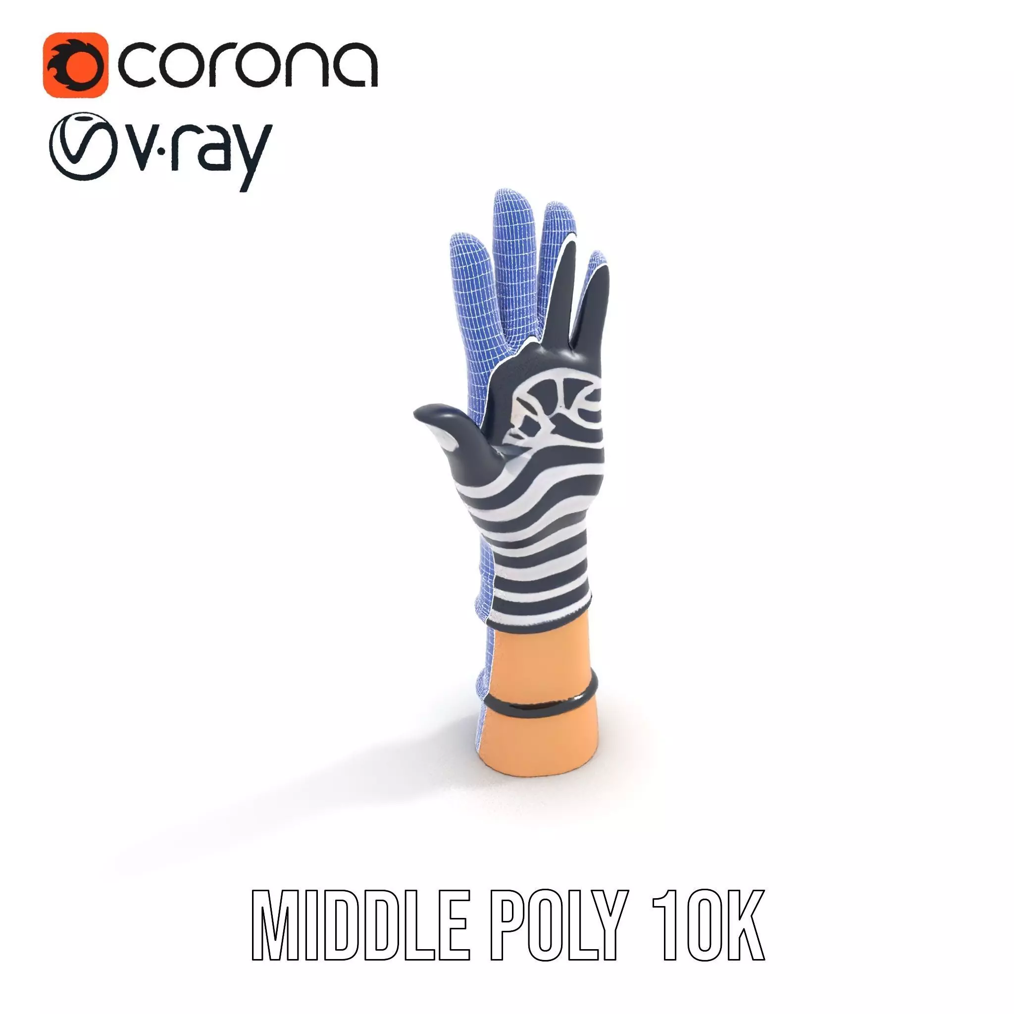 Striped Nautical Glove Model Pack Low-poly 3D model_29