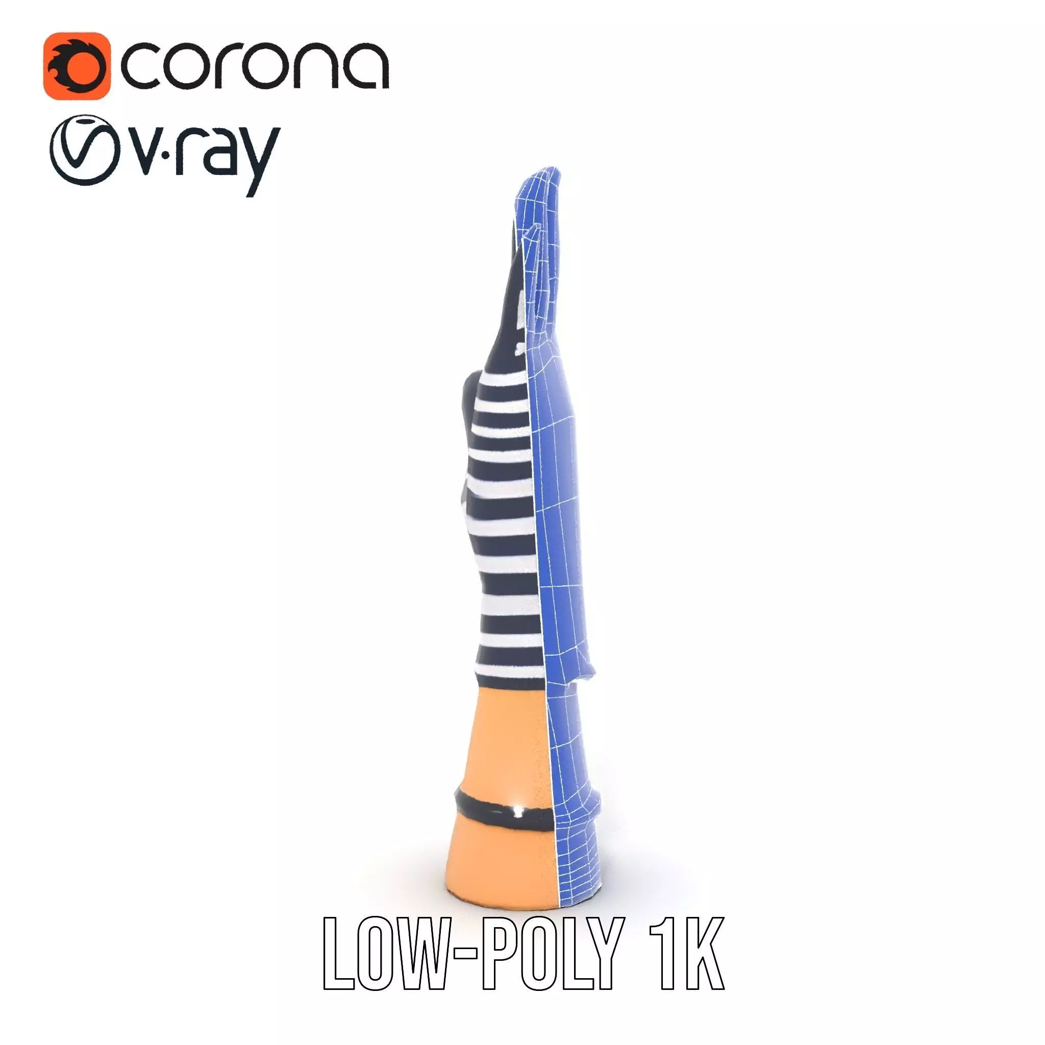 Striped Nautical Glove Model Pack Low-poly 3D model_24