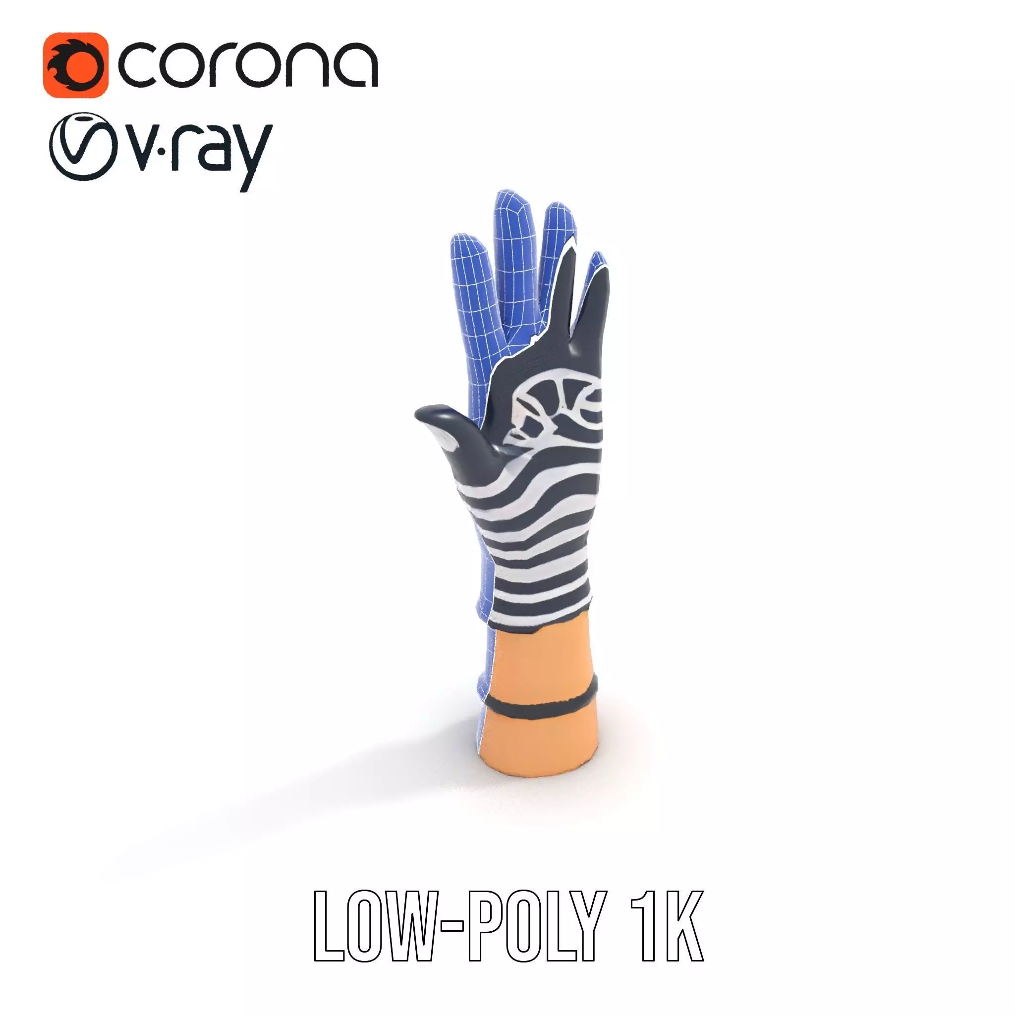 Striped Nautical Glove Model Pack Low-poly 3D model_30