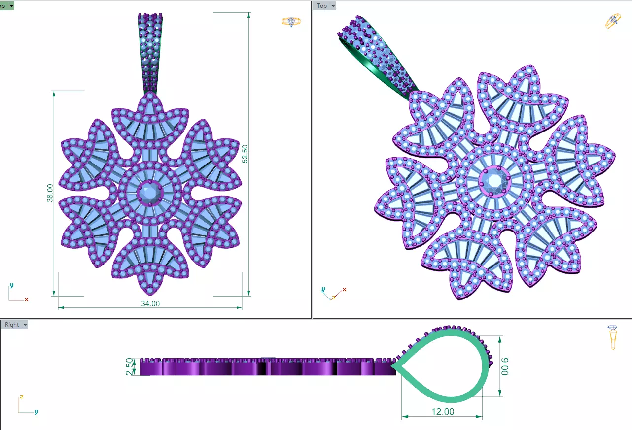 Snowflake Pendant 3D print model_2