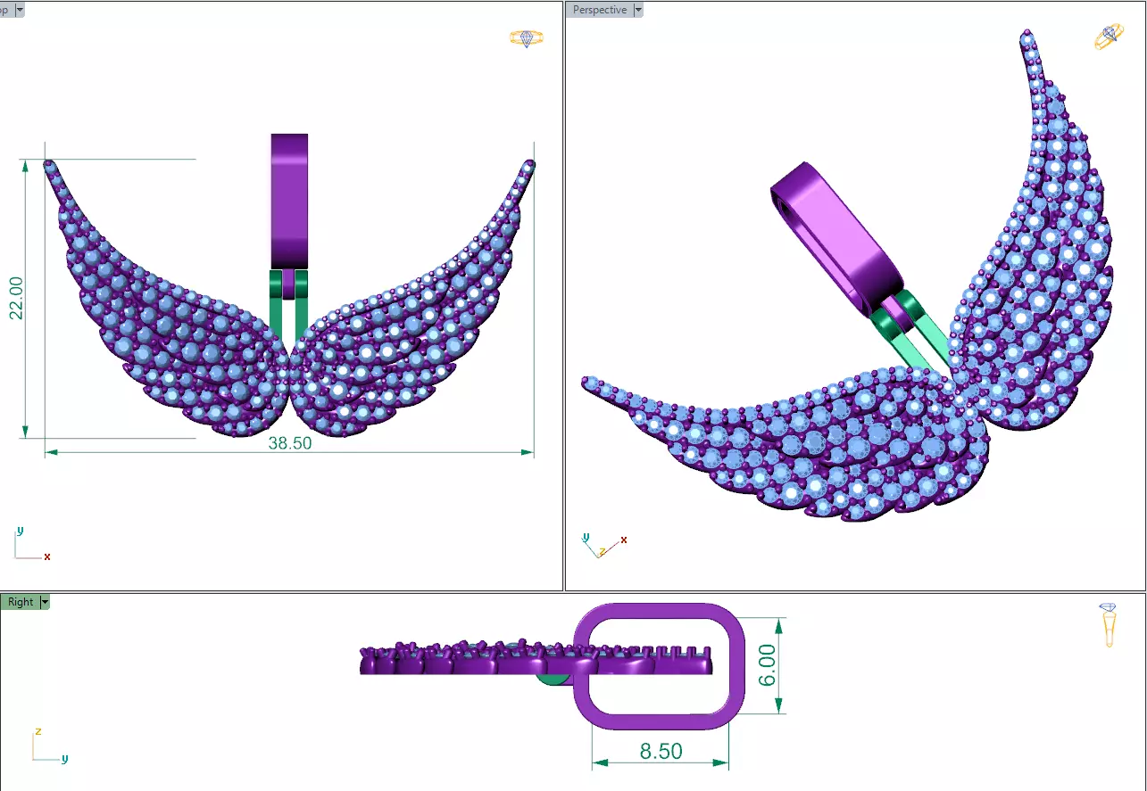 Small Wings 3d Pendant 3D print model_2