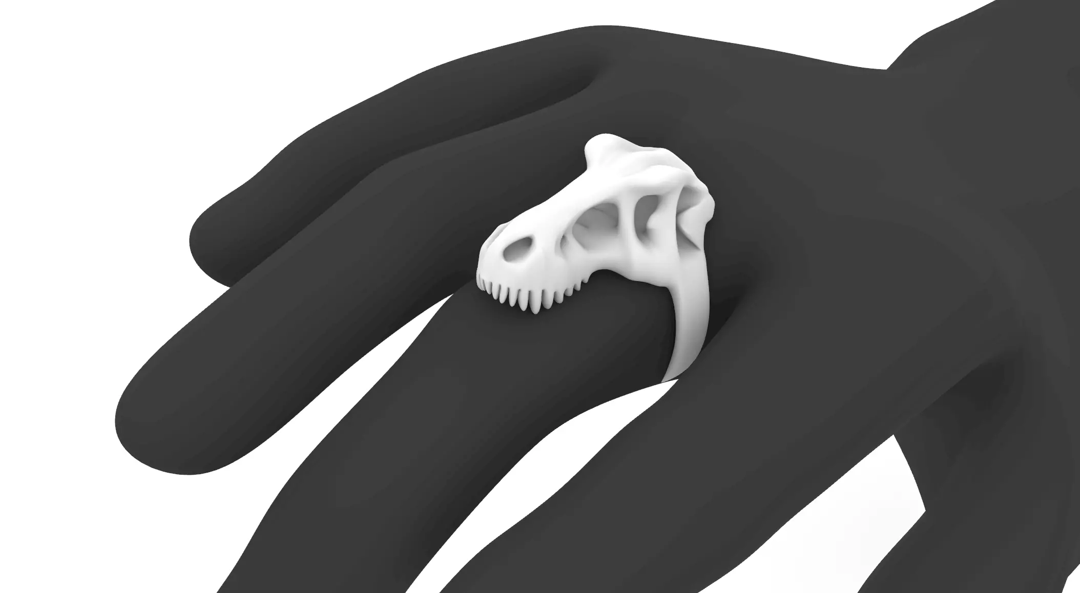 T-Rex Skull Ring 3D print model_0