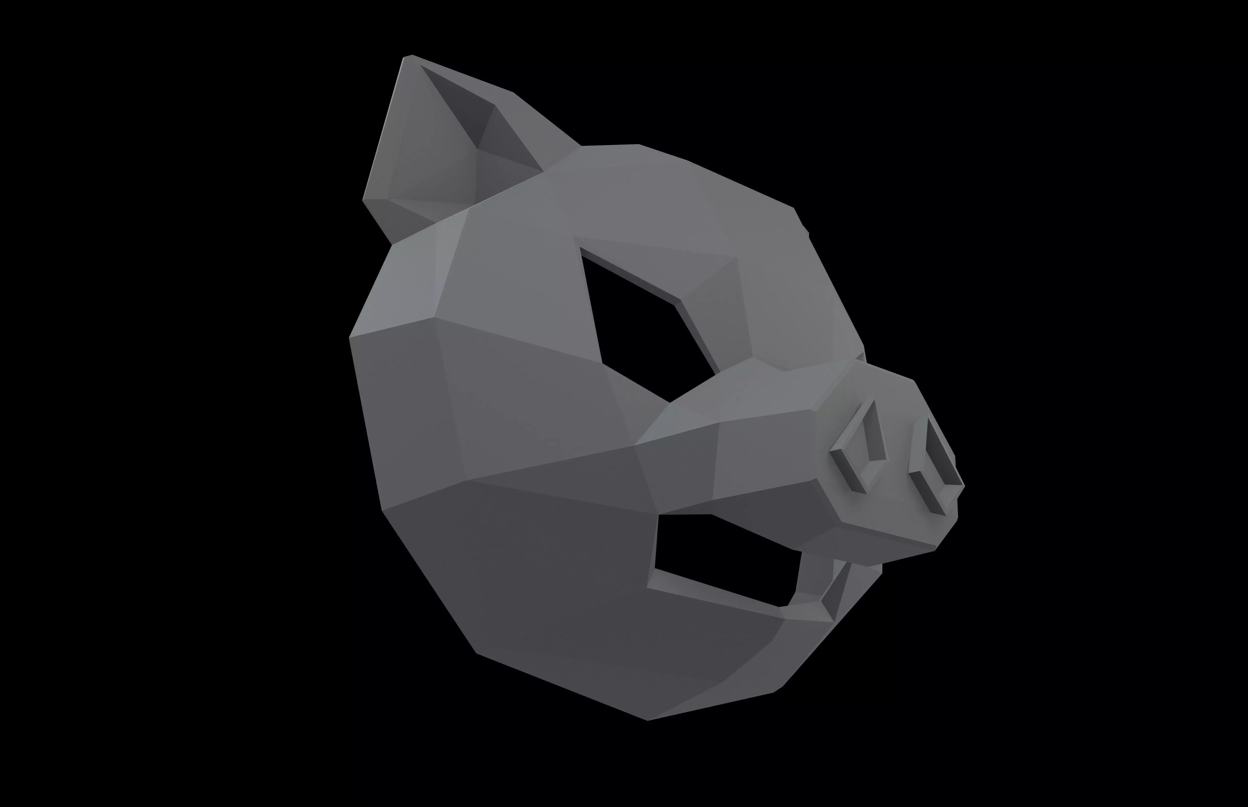 Lowpoly Pig Mask V1 002 Low-poly 3D model_3