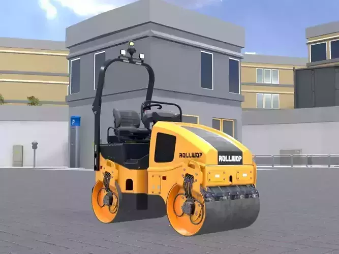 Road Roller Version-1 Yellow Low-poly 3D model