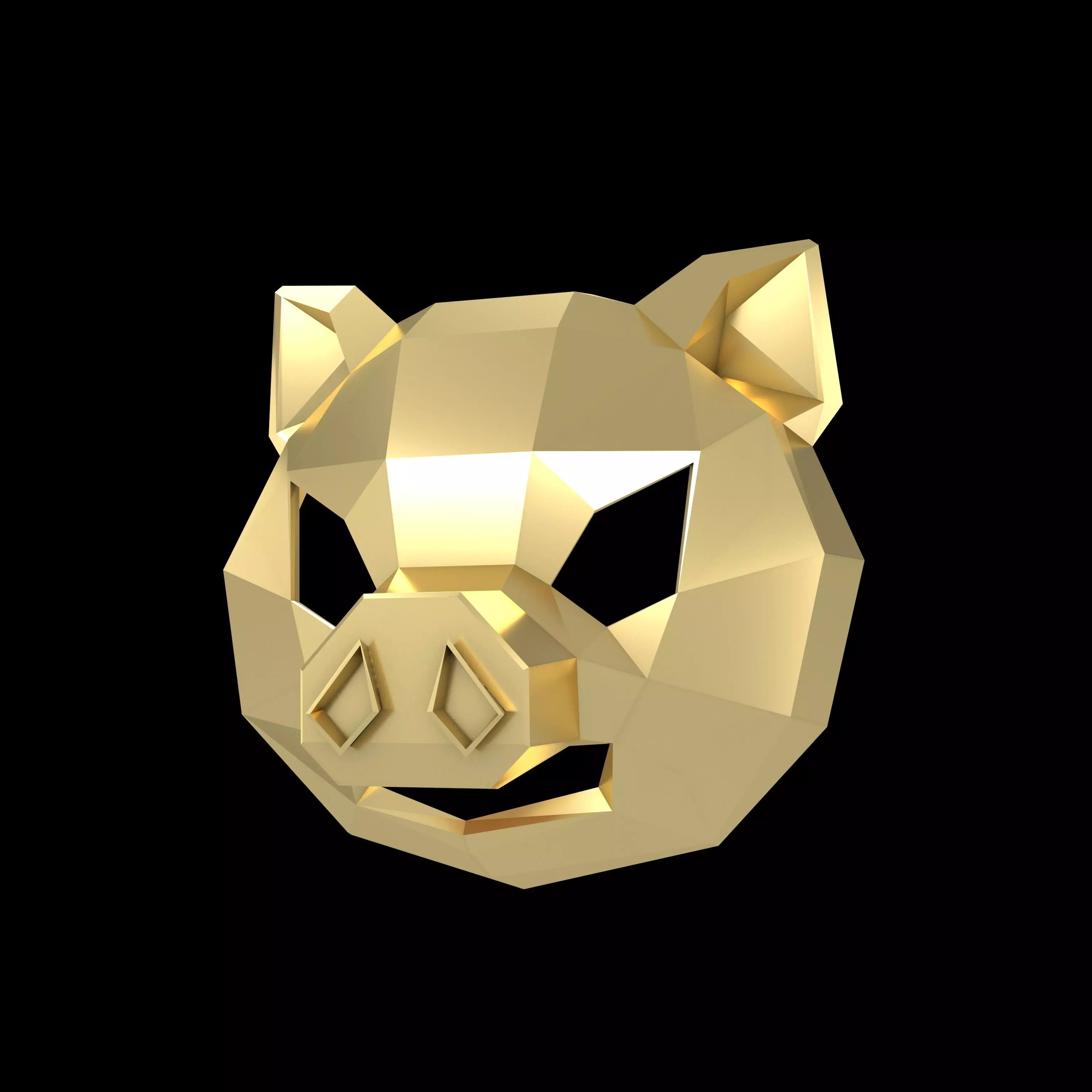 Lowpoly Pig Mask V1 005 Low-poly 3D model_0