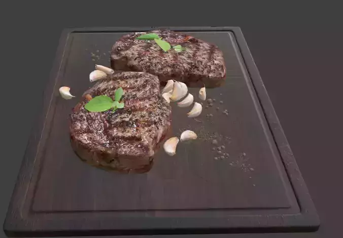 GrilledSteakOnCuttingBoard3DModel 3D model 2