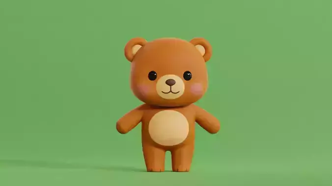 Cartoon Bear  Cute Chibi Kawaii  Illustration  Low-poly 3D model
