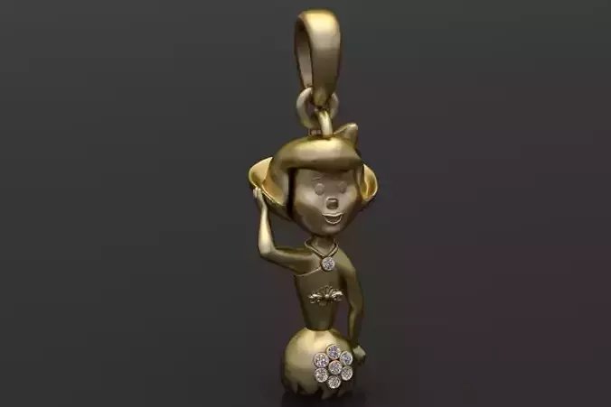 gold girl pendant 3D printable model 