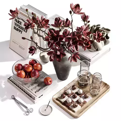 Decorative Tabletop with Magnolia Touch 3D model 3