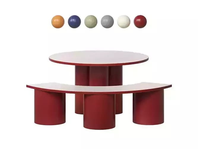 Slon Round Table and Bench 3D model
