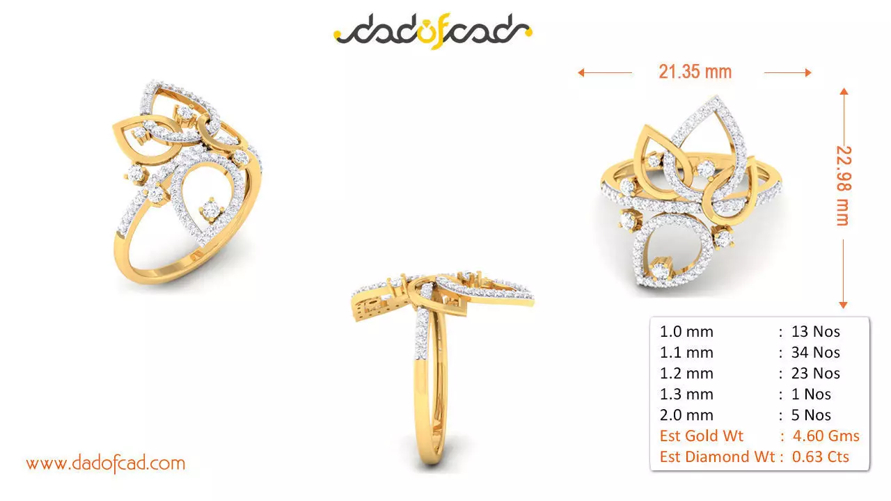 Elegant Polished Diamond Ring 3D print model