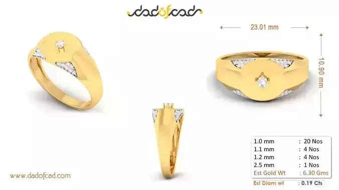 Classic Matte Finish Detailed Gold Ring