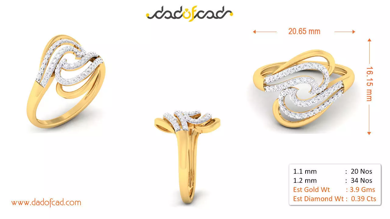 Party Wear Ladies Ring 3D print model