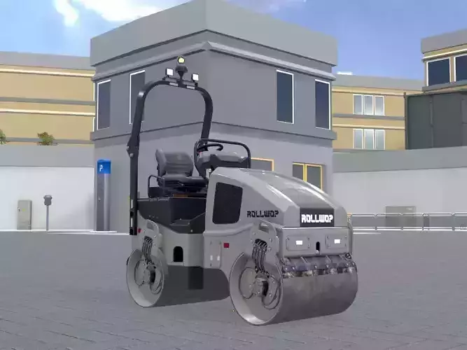 Road Roller Version-1 gray Low-poly 3D model