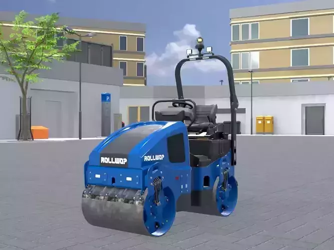 Road Roller Version-1 blue Low-poly 3D model