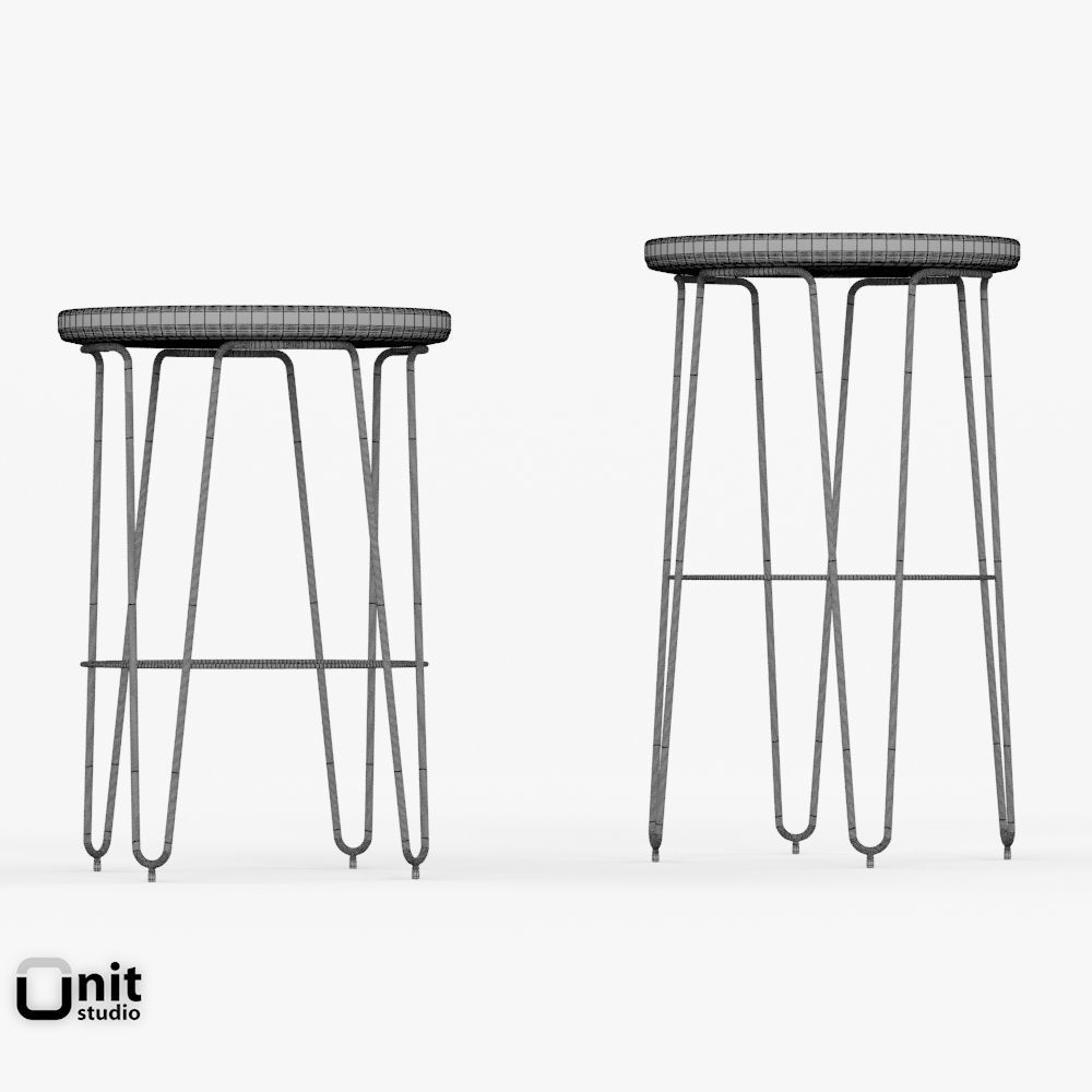 Hairpin Bar Stool by West Elm 3D model_12