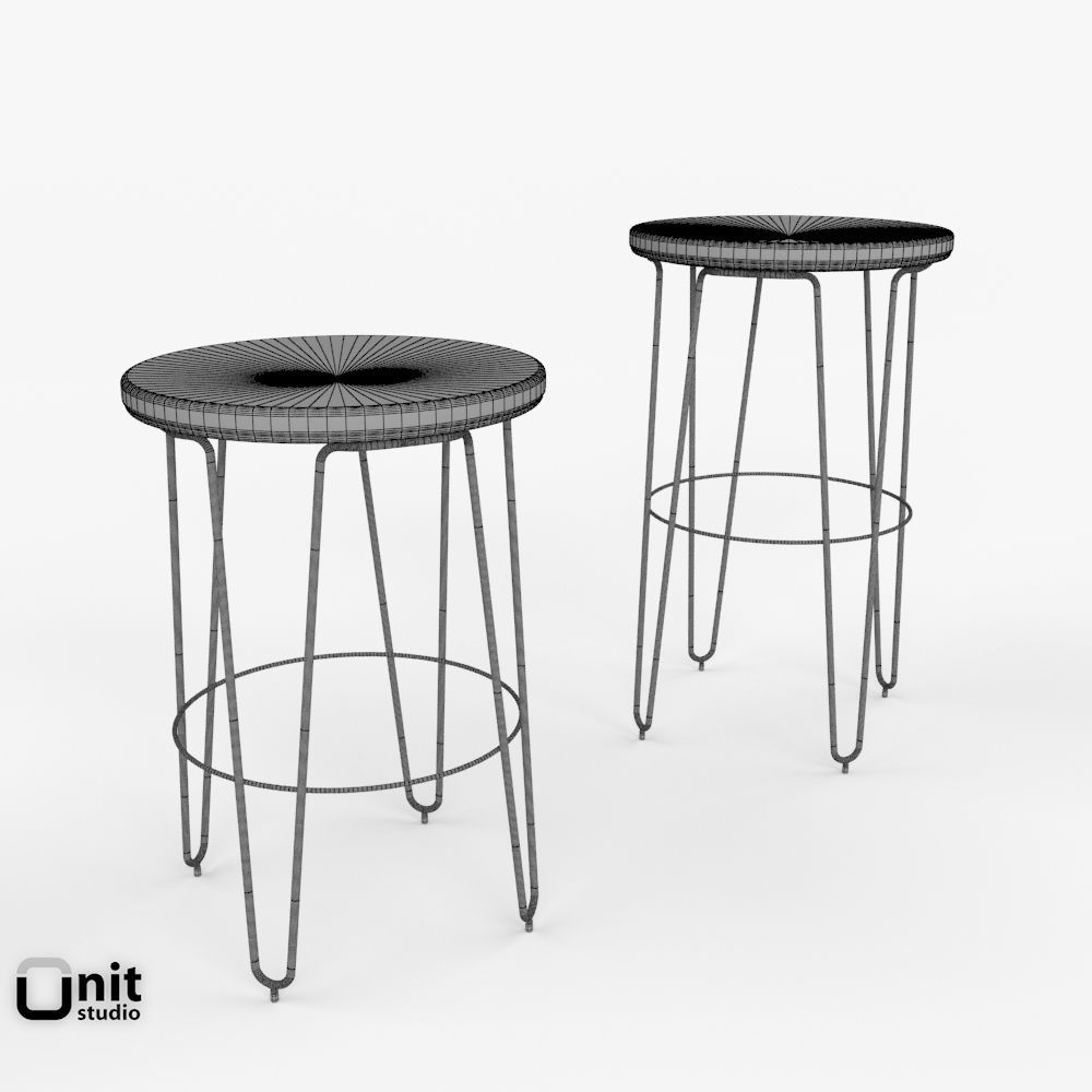 Hairpin Bar Stool by West Elm 3D model_5