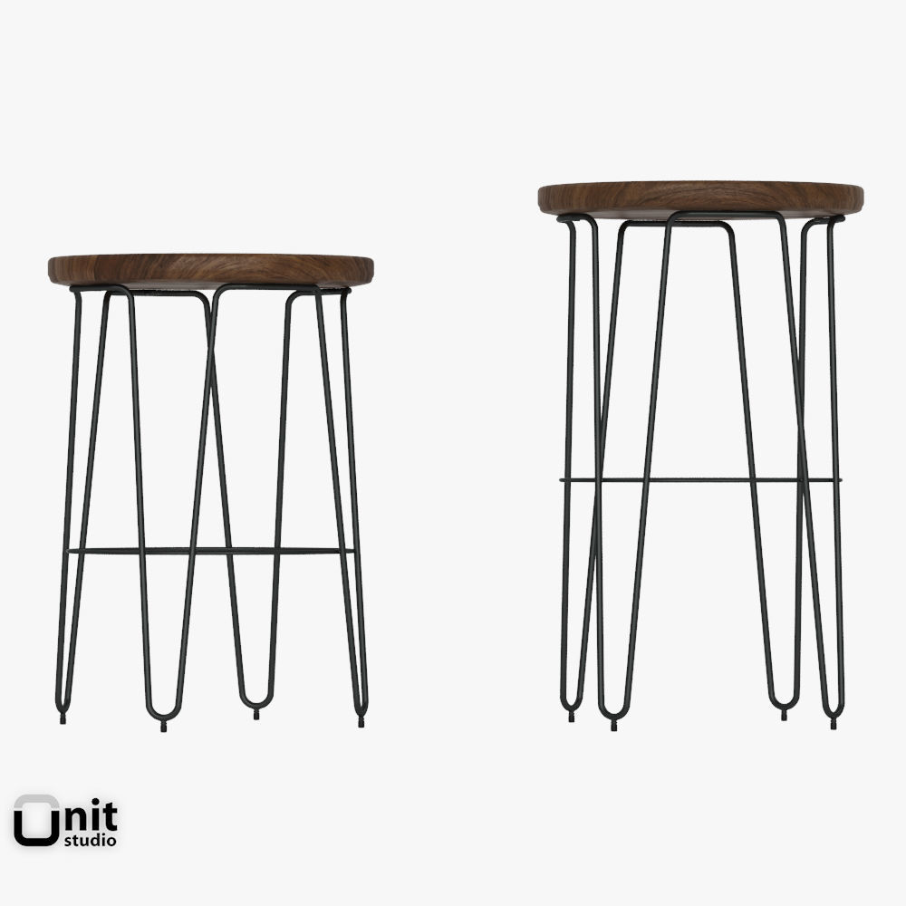 Hairpin Bar Stool by West Elm 3D model_6