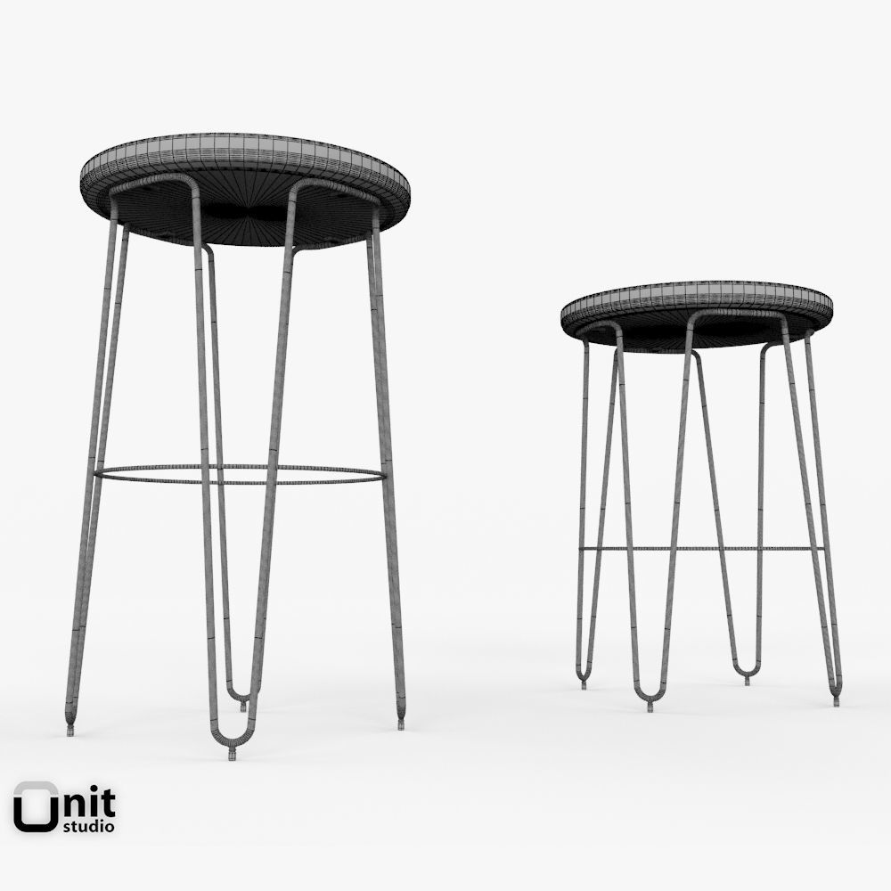 Hairpin Bar Stool by West Elm 3D model_7